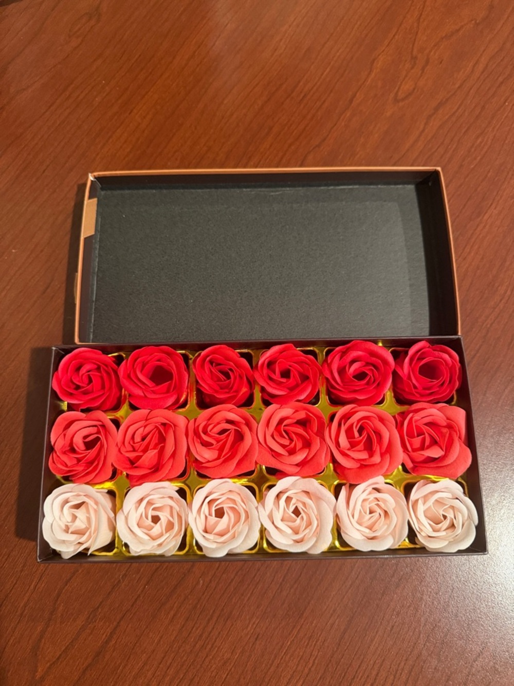 Boxed Decorative Foam Rose Set - Red, Coral & Blush for bath relaxation